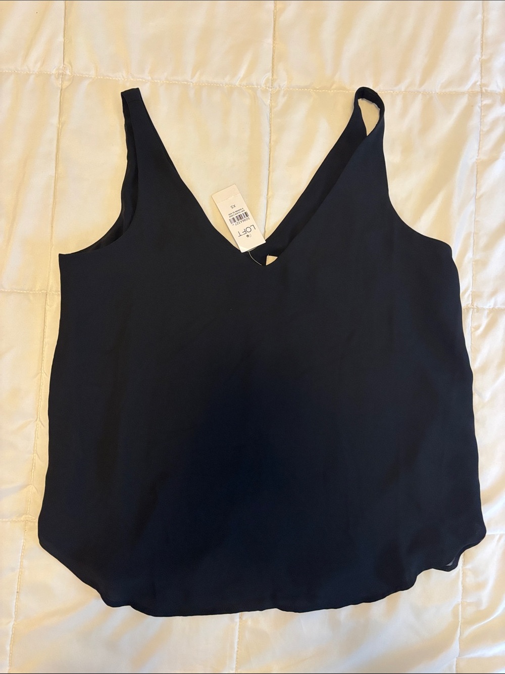 LOFT Black V-Neck Silk-Camisole Tank